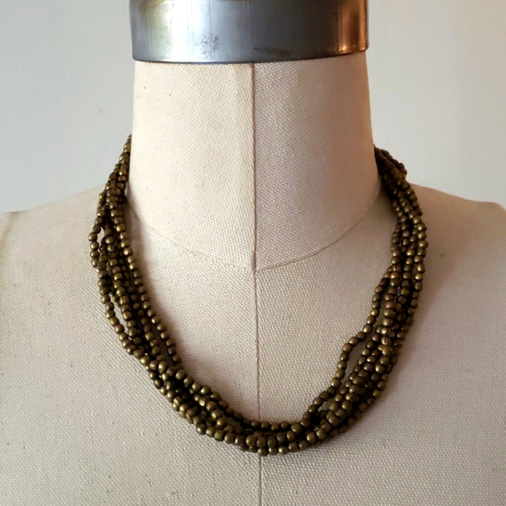 Bohemian brass beaded necklace